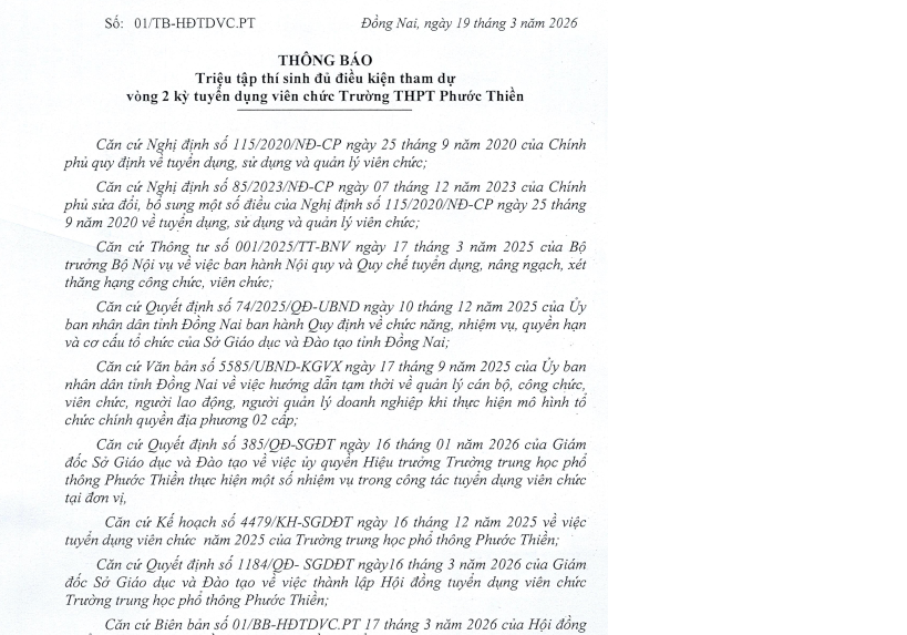 Thông báo triệu tập dự tuyển vòng 2